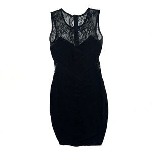 Shakuhachi Silk Lace Yoke Mini Dress Black Size 4